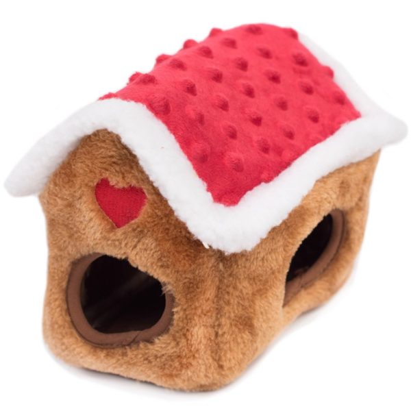 ZippyPaws Holiday Zippy Burrow Gingerbread House Dog Toy Supply