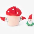 ZippyPaws Holiday Zippy Burrow Gnomes in Mushroom Dog Toy Discount